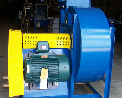 Industrial Exhauster Radial Open Centrifugal Industrial Fan Arrangement 9 Belt Drive Blue Paint